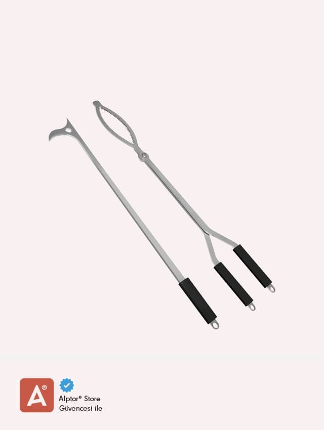 Paslanmaz Çelik Ateş Maşası – Şömine ve Kamp Odun Tutucu